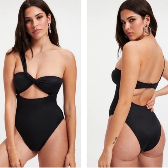 NWT Good American Bali One Piece Swimsuit in Black - Size 5 / 2XL - Picture 1 of 15
